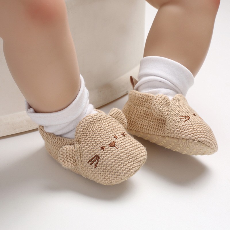 Giày tập đi vải len mềm mại hình chú chuột cho bé (hàng loại 1, len dệt dọc) shop mẹ nhím