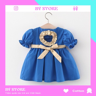 Váy bé gái cách điệu, chất cotton thoáng mát nơ sau lưng, đầm cho bé gái size 6-22kg