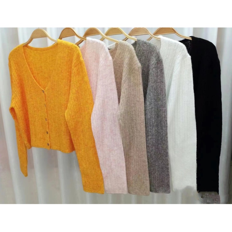 Áo Khoác Cardigan Dệt Kim Tay Dài Màu Trơn Đơn Giản Hợp Thời Trang