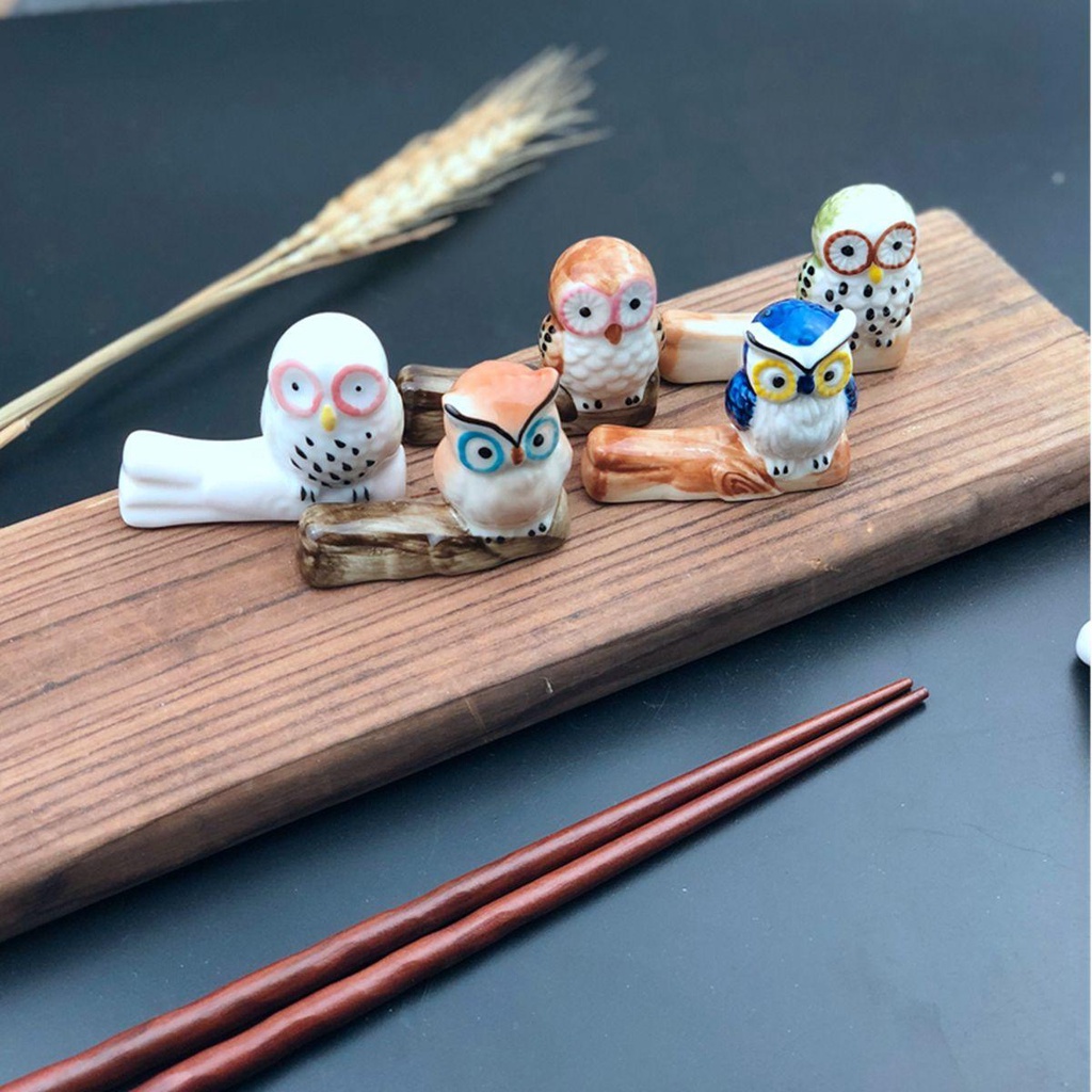 Giá Gác Đũa Bằng Sứ Hình Cú Mèo Dễ Thương