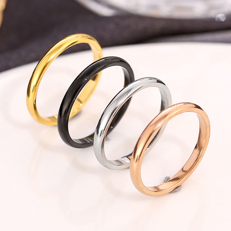 Nhẫn Titan Mạ Vàng Hồng 18K Thiết Kế Đơn Giản Thời Trang Cho Cặp Đôi
