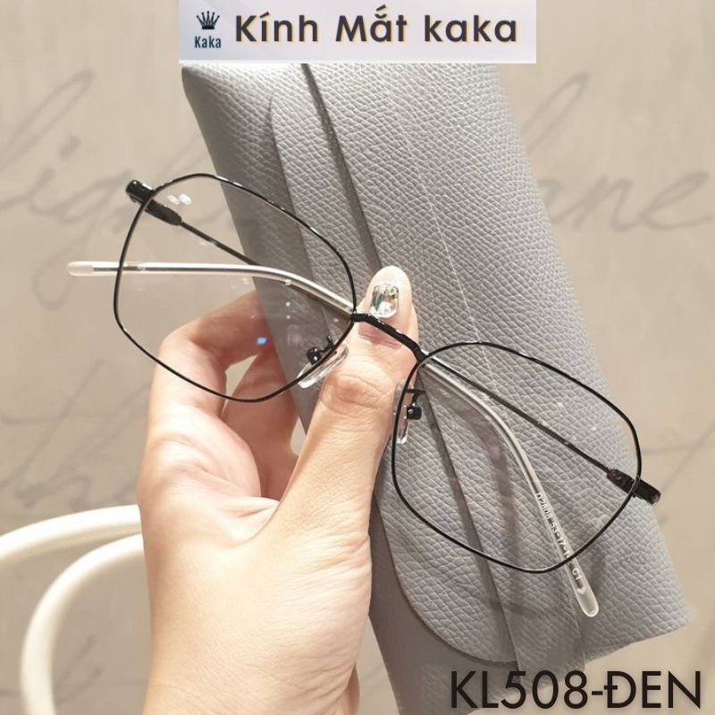 Gọng kính cận nam nữ kaka chất liệu kim loại mắt đa giác thanh mảnh KL508