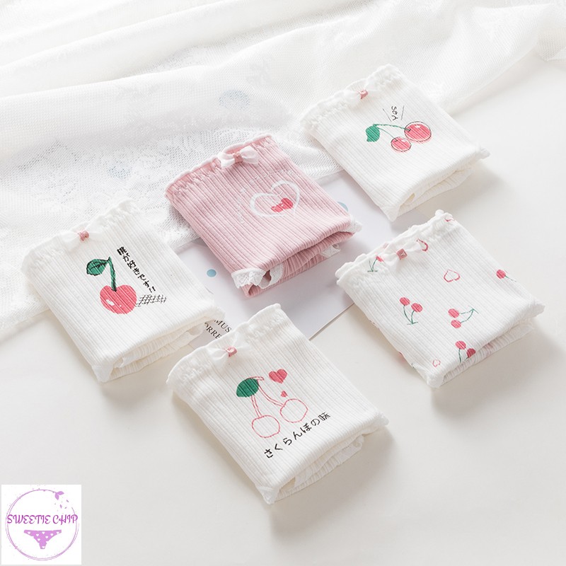 COMBO 5 QUẦN LÓT NỮ COTTON NHẬT CAO CẤP KHÁNG KHUẨN🍒THIẾT KẾ CHERRY DỄ THƯƠNG