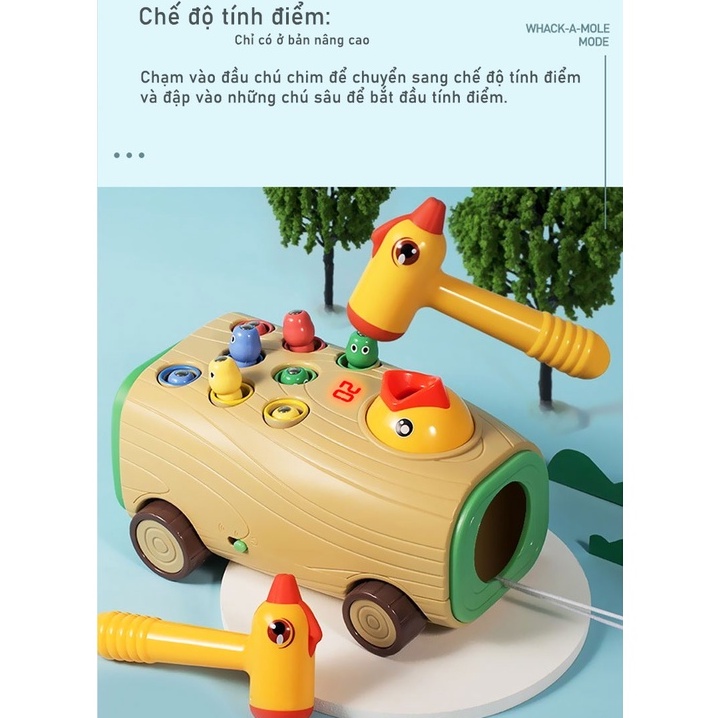 CHIM GÕ KIẾN BẮT SÂU  – Bản nâng cấp có nhạc - Đồ chơi GIÁO DỤC SỚM, phát triển kỹ năng, trí tuệ cho bé từ 1t