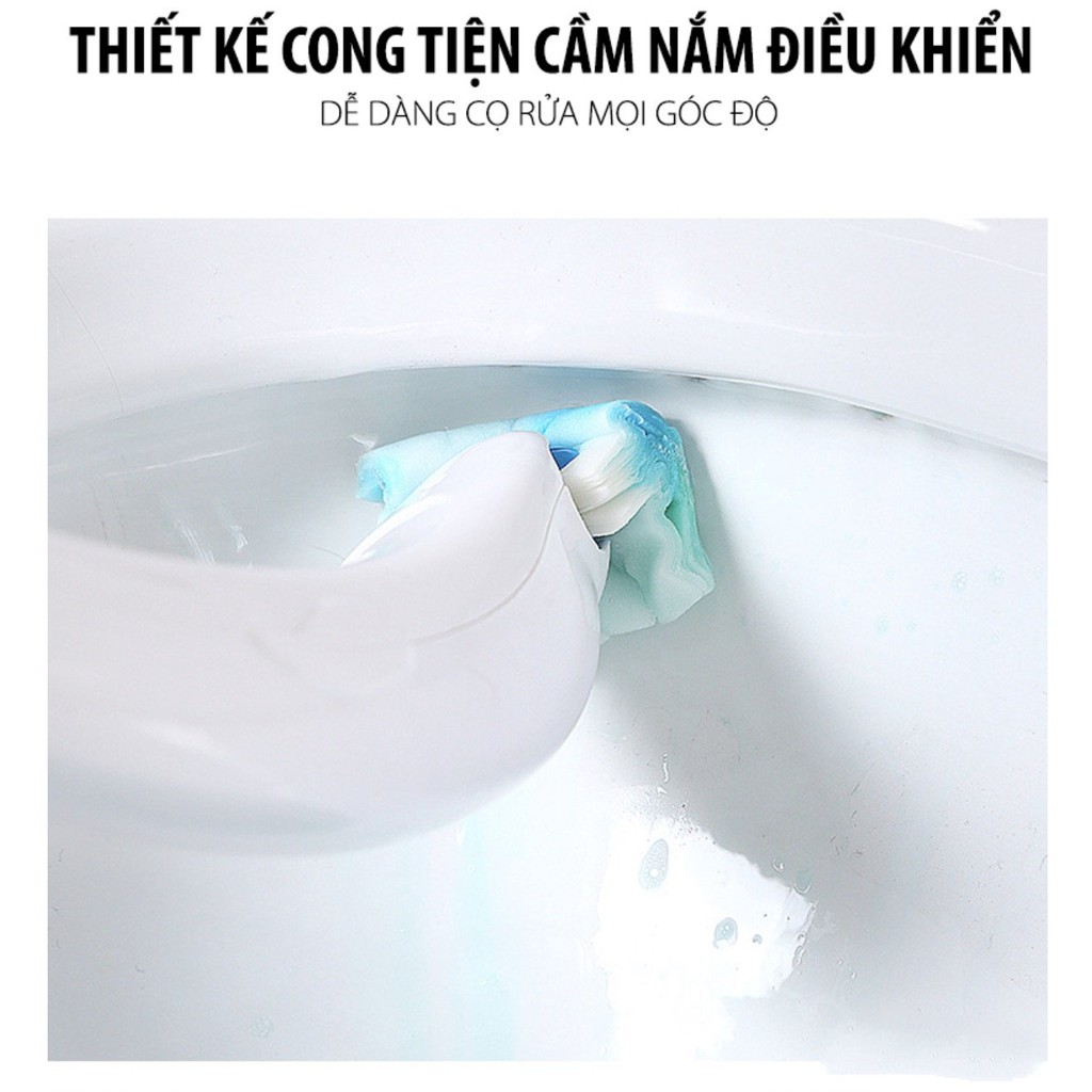 Bộ Bàn Chải Vệ Sinh Bồn Cầu Công Nghệ Nhật Bản (tặng 12 đầu lau, móc treo) - HanruiOffical