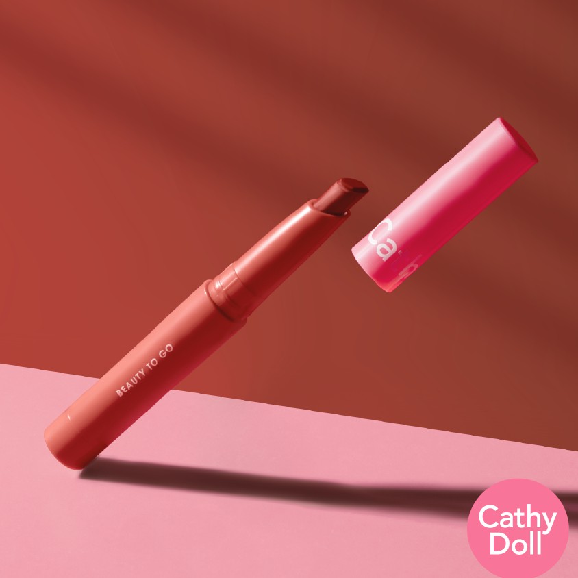 Son sáp lì má hồng mini Cathy Doll Beauty To Go Lip & Cheek Creamy Matte 0.6g (đủ 10 màu)