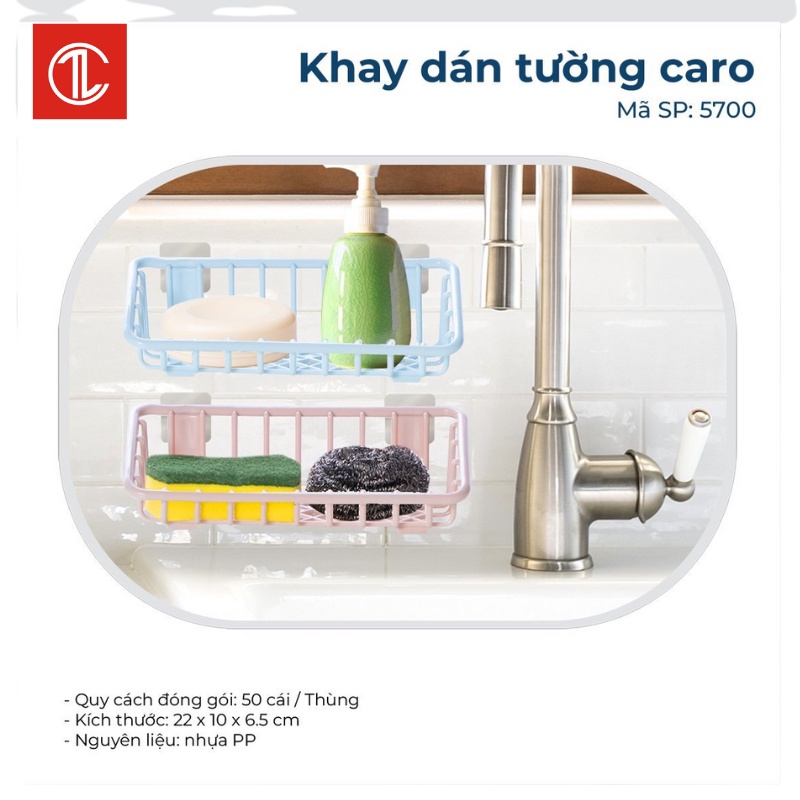 Giá để giẻ rửa bát dán tường 1 ngăn, khay dán tường để rẻ rửa bát  aladanh-net-vn