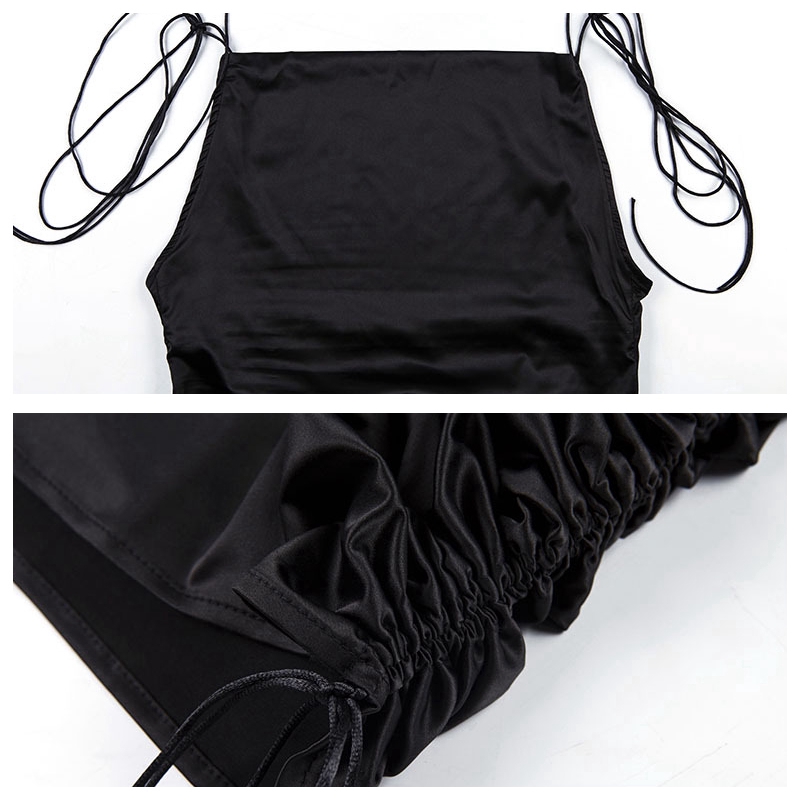 Sides Lace Up Drawstring Ruched Mini Dresses Summer One shoulder Dress Women Cowl Neck Backless Sexy Party Dress | BigBuy360 - bigbuy360.vn