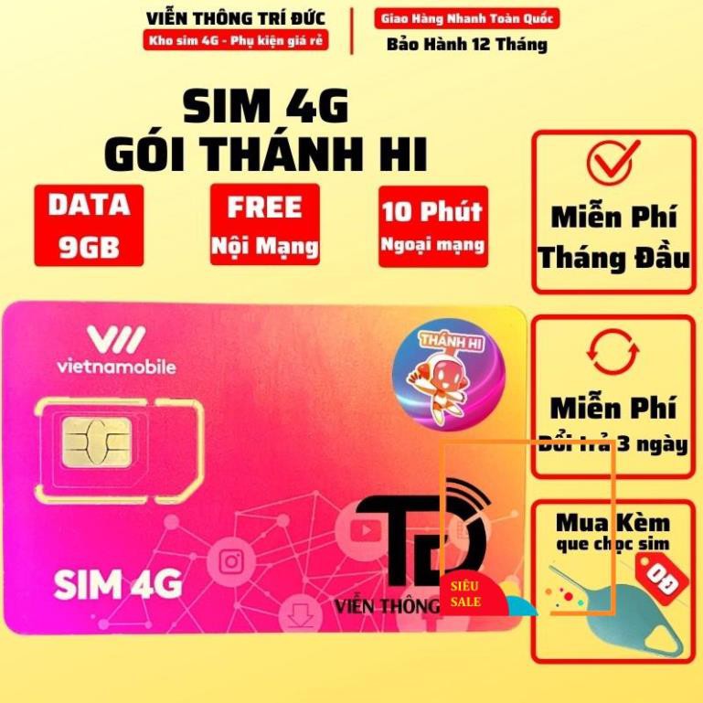 Thánh Sim 4G Vietnamobile Siêu Thánh Up & Trọn Đời Có 6Gb/Ngày - Gọi Miễn Phí - Không Giới Hạn Dung Lượng-Giá Siêu Rẻ