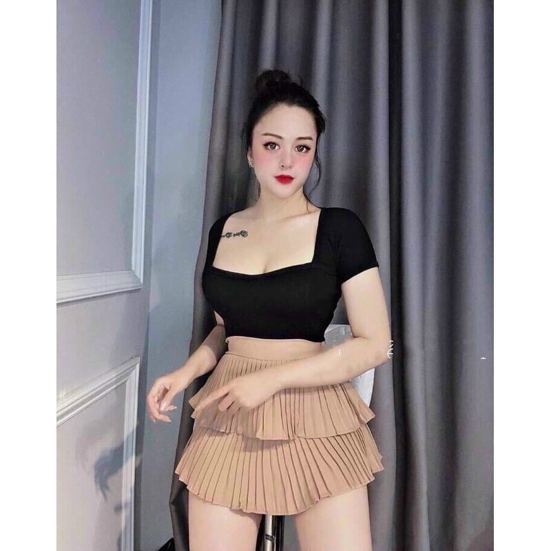 ÁO CROPTOP TAY NGẮN CỔ VUÔNG