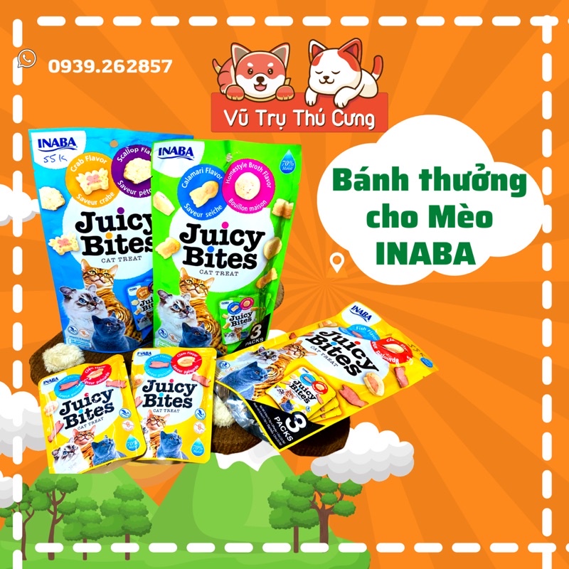 Bánh thưởng cho Mèo Juicy Bites INABA Nhật Bản, bổ sung dinh dưỡng cho mèo