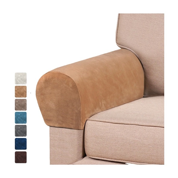 Bộ 2 vỏ bọc tay vịn ghế sofa bằng vải nhung co giãn trang trí nội thất nhà cửa
