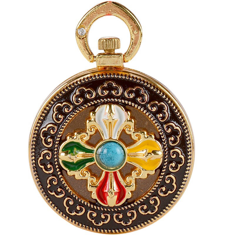 ☌♈✥Bộ sưu tập Phật ký quỹ Đồ dùng giáo Tây Tạng Hợp kim chạm khắc Thánh giá cương hộp Gawu Mặt dây chuyền vàng