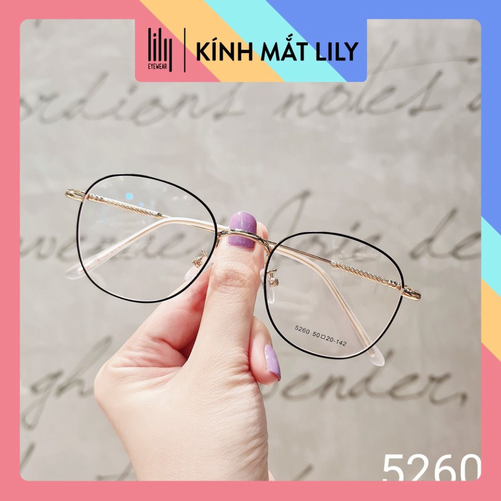 Gọng kính cận mắt tròn nobita nam nữ kim loại thời trang hàn quốc Lilyeyewear 5260 nhiều màu