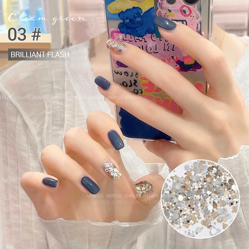 ANNIES Kim Sa Nghệ Thuật Đính Móng Tay Màu Xanh Lá Cây Laser Long Lanh Mỹ Hàn Quốc