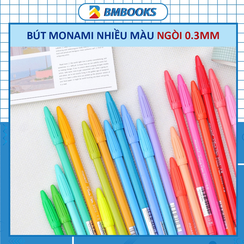 Bút màu nước Monami ngòi 0.3mm thiết kế phong cách cổ điển hiện đại nhiều màu sắc tùy chọn BMBooks