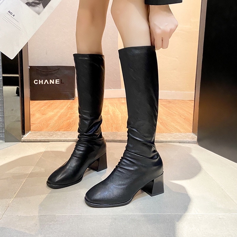 Boot đùi nữ da lì lót lông hàng quảng châu đế 5p