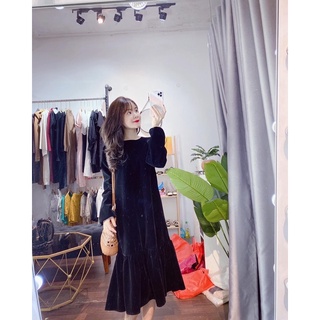 Váy nhung chân cá cộng 2% shopee