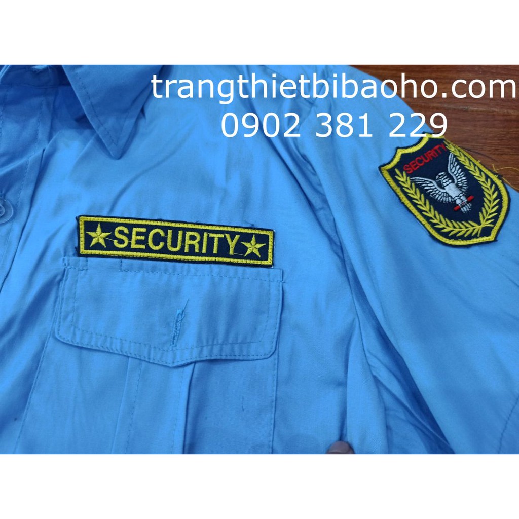 Áo bảo vệ bo dưới kiểu budong màu xanh dương kèm 2 logo - hình thật