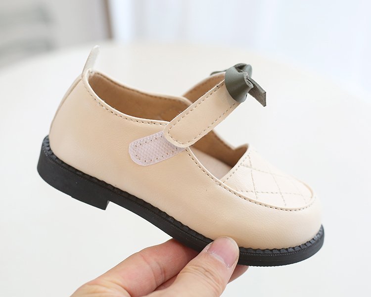 Giày da mềm quai đính nơ cho bé gái 2-6 tuổi