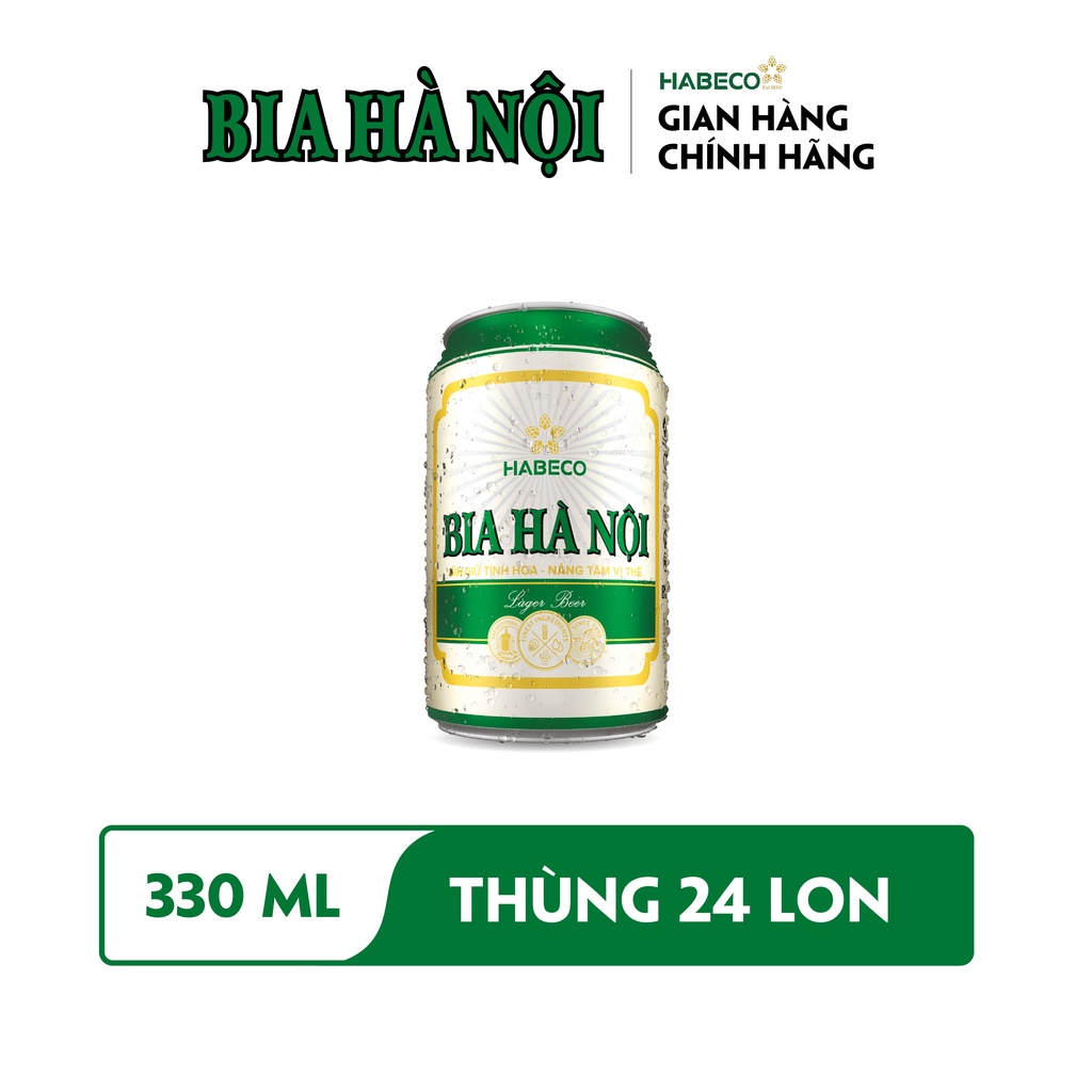 HỎA TỐC HÀ NỘI - Thùng 24 lon Bia Hà Nội Nhãn Xanh - HABECO (330ml/lon)