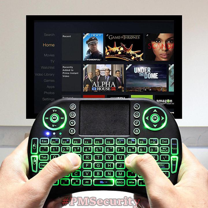 Bàn phím mini phiên bản mới nhất đèn nền đổi mầu cho Smart TV, TV Box, Laptop có touchpad, pin sạc