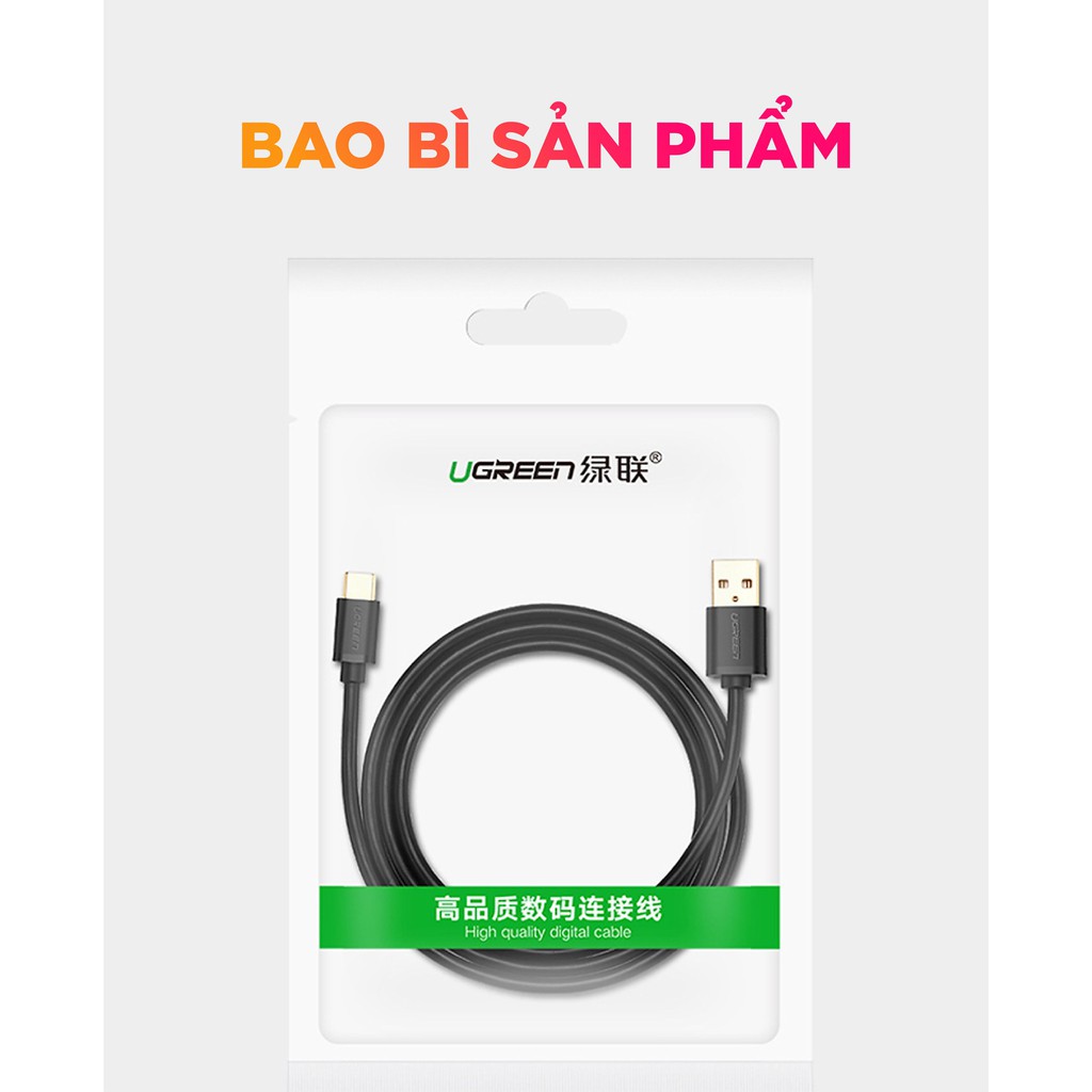 Dây cáp sạc và truyền dữ liệu USB 2.0 sang USB Type-C dài từ 0.25-3m UGREEN US141 - Hàng phân phối chính hãng - Bảo hành