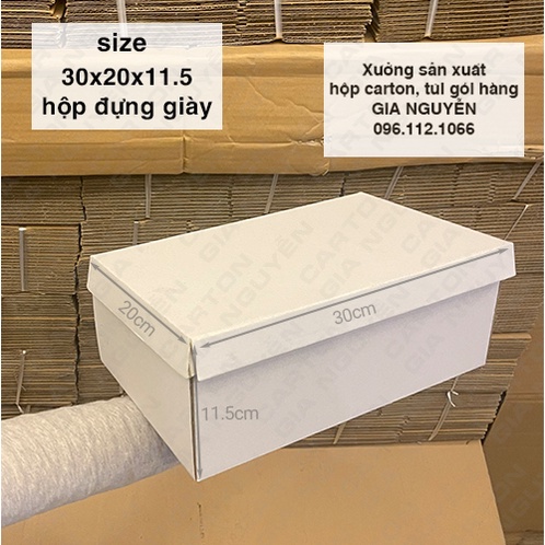 20 hộp carton đựng giày nam/nữ màu trắng 32x20x12 cm