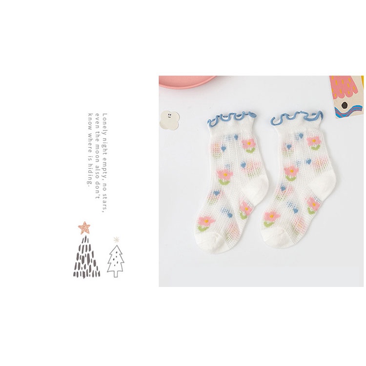 Vớ Cotton Phối Ren Lưới Mỏng Thoáng Khí Thêu Họa Tiết Hoạt Hình Dễ Thương Thời Trang Mùa Hè Cho Bé Trai