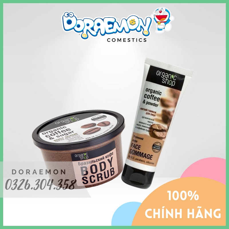 [Chính Hãng 100%] Kem Tẩy Da Chết Cafe Organic Shop Crub - Mỹ phẩm nội địa nga- Lấy đi lớp da chết cho làn da tươi mới