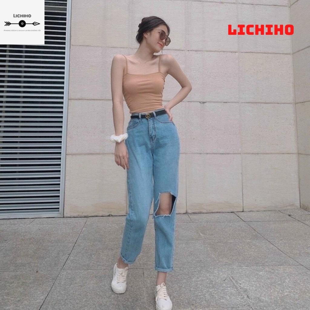 Áo croptop hai dây ôm body CT04 lichiho áo thun nữ ulzzang chất lượng | BigBuy360 - bigbuy360.vn