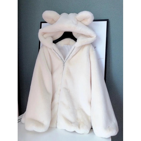 {Order taobao} Áo khoác lông tai gấu siêu xinhh hàng quảng châu cao cấp trần bông