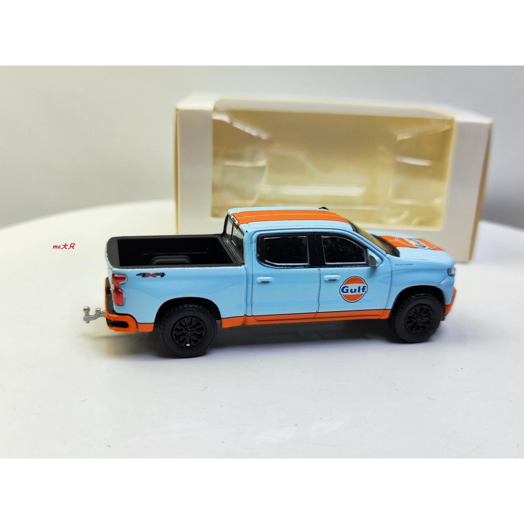 Xe Hơi Chevrolet Pickup Silverado Gulf Bay 2021 Màu Xanh Lá Kèm Hộp Giấy Tinh Tế Tỉ Lệ 1: 64