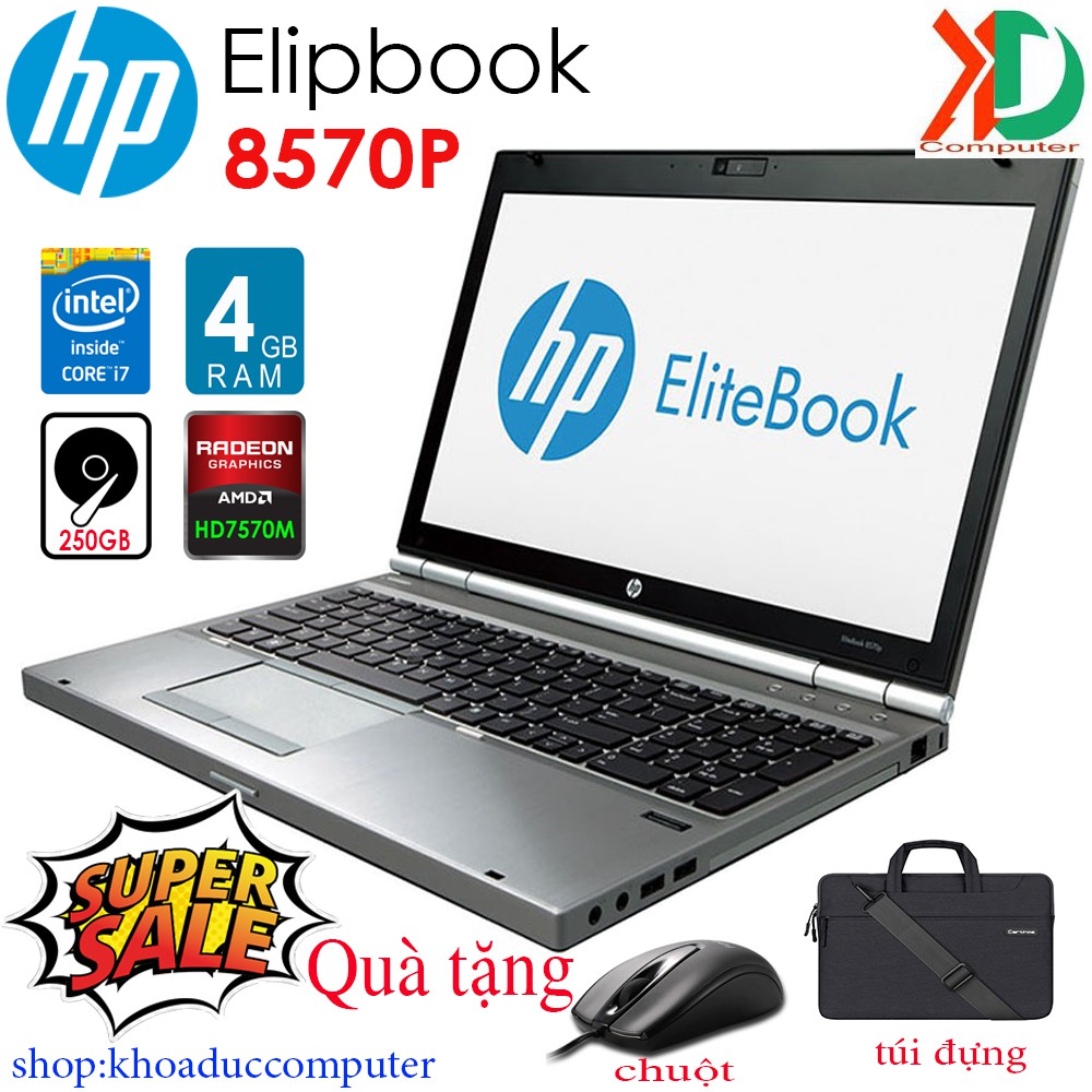 Laptop HP Elipbook 8570P Core i7-3520M, 8GB ram, 128gb SSD, VGA AMD 7570M, Màn hình 15.6inch vỏ nhôm | WebRaoVat - webraovat.net.vn