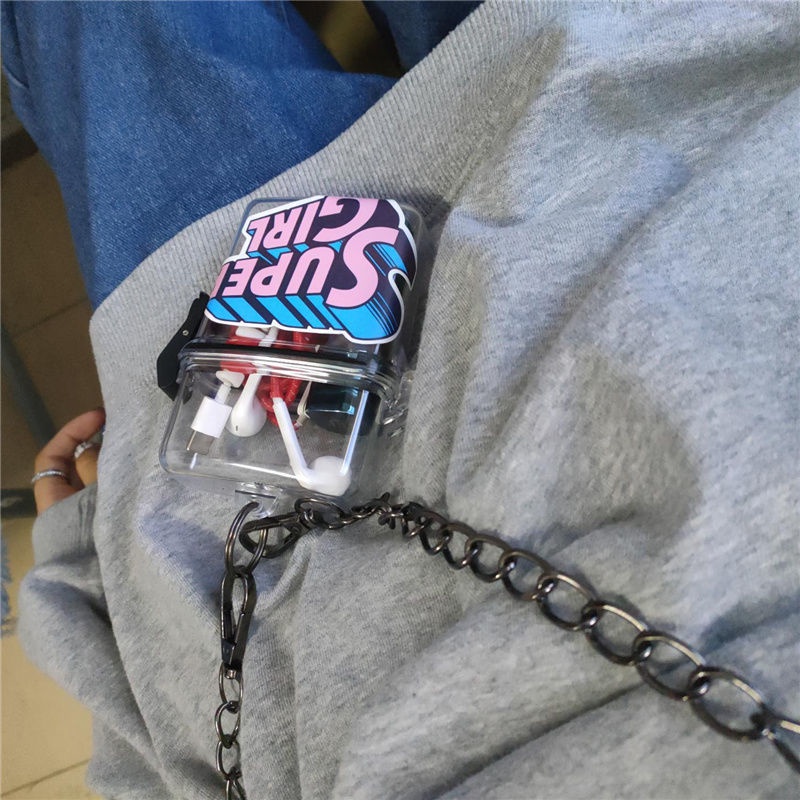 Plastic Transparent Bag Jewelry for Men and Women New Punk European and American Hip-hop Hard Shell Waterproof Earphone Jewelry Storage Bag DIY Personalized Fashion Messenger Bag