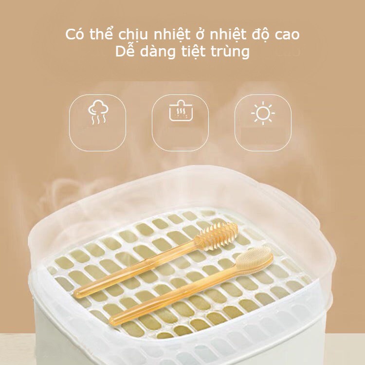 Bàn Chải + rơ lưỡi Silicon Cho Bé 0-18 THÁNG ( kèm cốc)