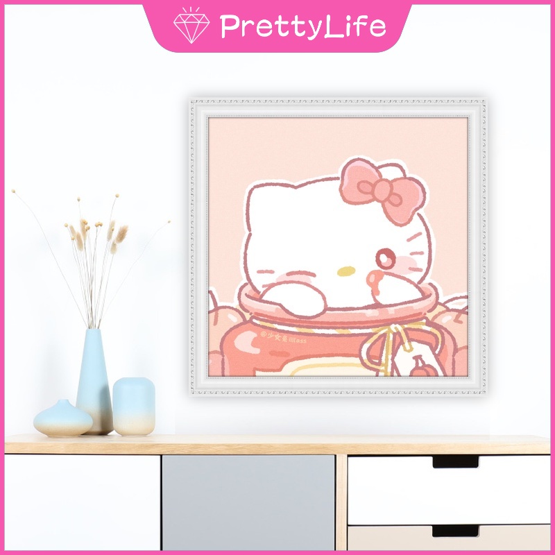 Bộ Tranh Đính Đá 5D Tự Làm Hình Nhân Vật Hoạt Hình Hello Kitty 40x40cm Trang Trí Nhà Cửa