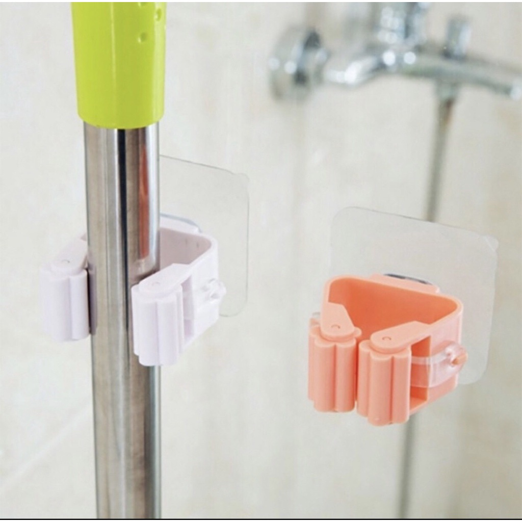 Móc Kẹp Chổi Lau Nhà, Kẹp Treo Đồ Đa Năng Dán Tường Siêu Dính