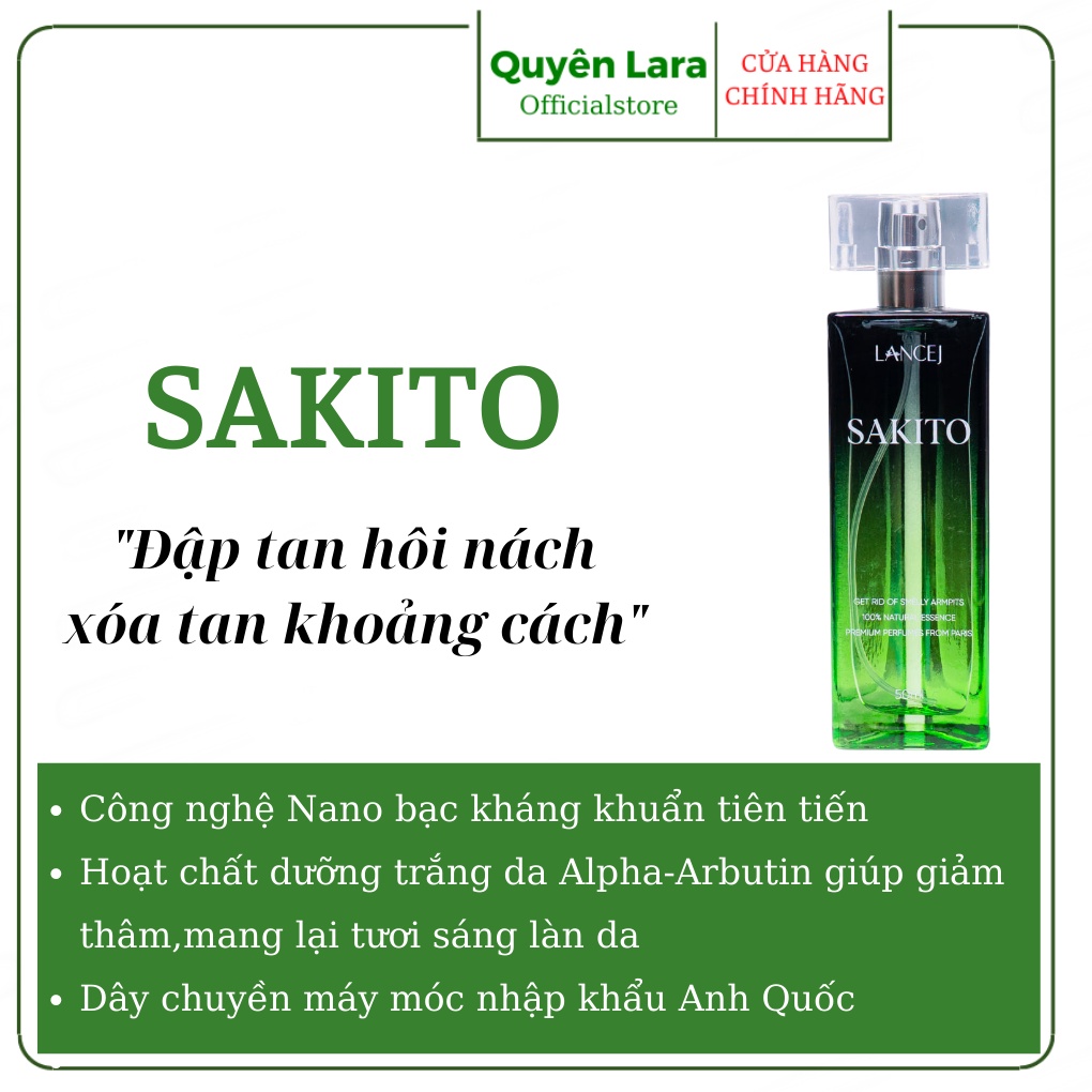 Xịt Khử Mùi Hương Nước Hoa Dịu Nhẹ Sakito ,Loại Bỏ Hôi Nách, Thâm Nách, Ra Mồ Hôi Nách Ngay Sau 1 Tuần 50ml