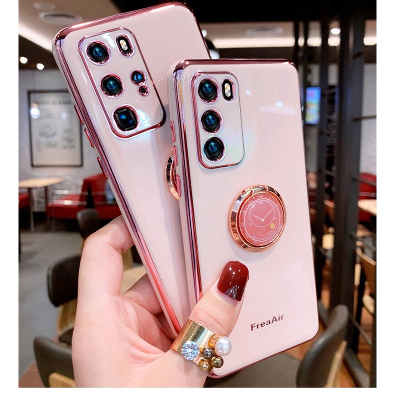 Ốp Điện Thoại TPU Mềm Mạ Điện Có Vòng Đỡ Cho Huawei Nova 7i 7 SE Nova 5T Nova 3 3i 3e Nova 8 Nova 9