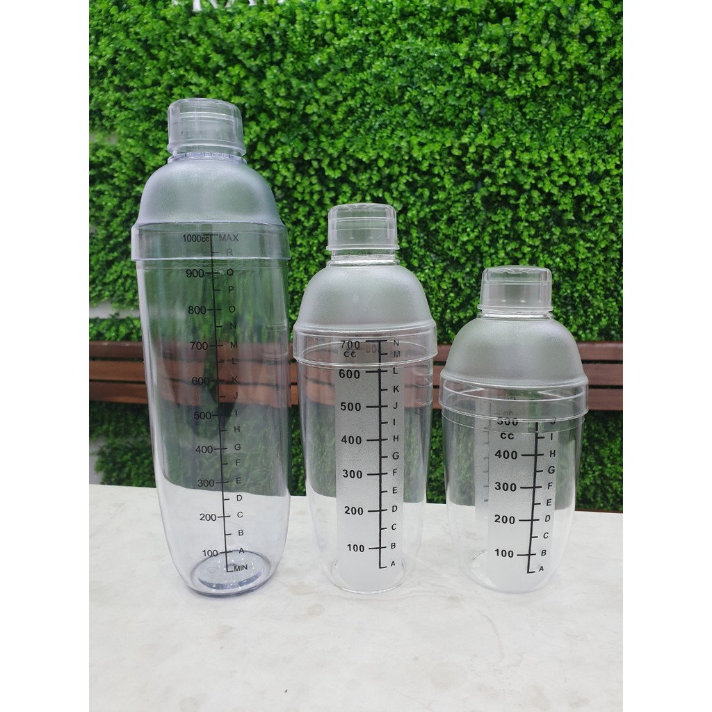 Bình lắc Nhựa Vạch Đen 350ml 530ml 700ml 1000ml