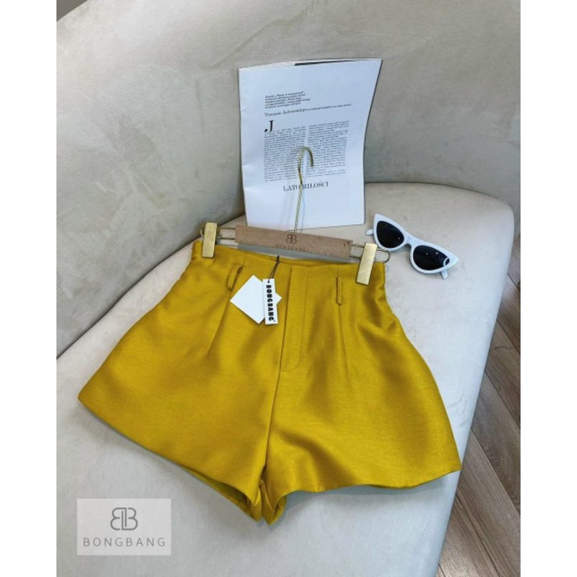 Quần Shorts lưng cao Full màu ống rộng thoải mái