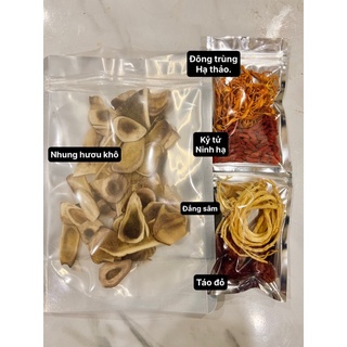 Set Combo 100g Nhung Hươu khô kèm kỷ tử, táo đỏ, đẳng sâm, đông trùng