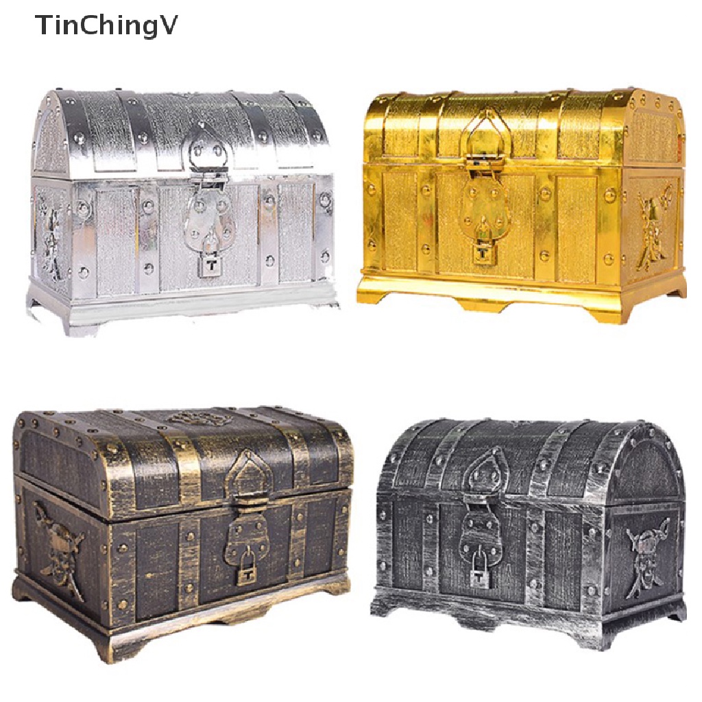 1 Hộp Kho Báu Có Khóa Dùng Trang Trí Tiệc Cưới Phong Cách Retro