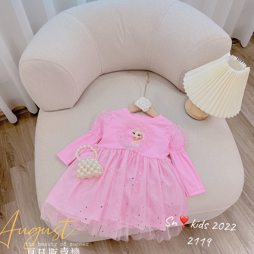 Váy elsa dài tay công chúa cho bé gái 8-20kg