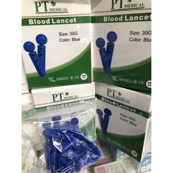 Kim lấy máu kim chích máu cho máy đo thừ đường huyết kim lấy máu dẹp 2 cạnh và kim chích máu tròn 4 cạnh