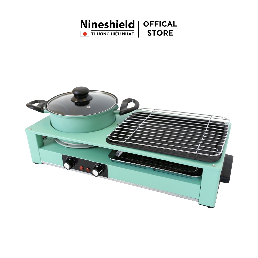 Bếp nướng điện Nineshield KB303 - Bếp lẩu nướng đa năng 2 trong 1 tiện lợi - Chống dính - Hàng chính hãng