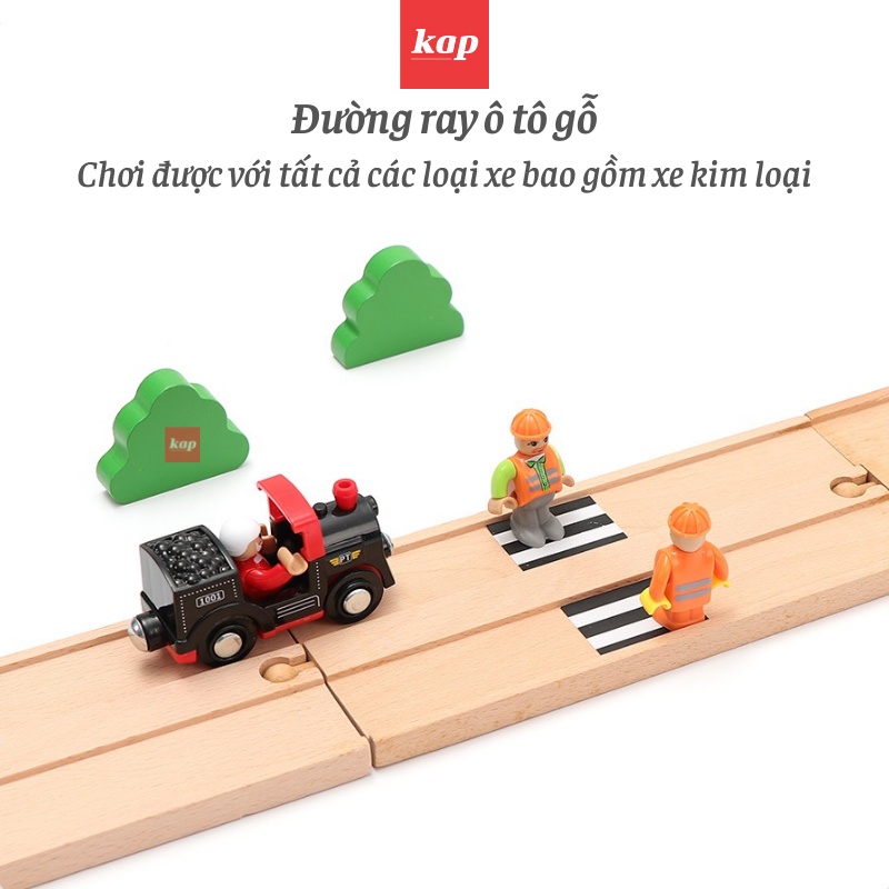 Đường ray ôtô gỗ - Wooden Road Tracks, phụ kiện lắp ráp mô hình đường ray gỗ