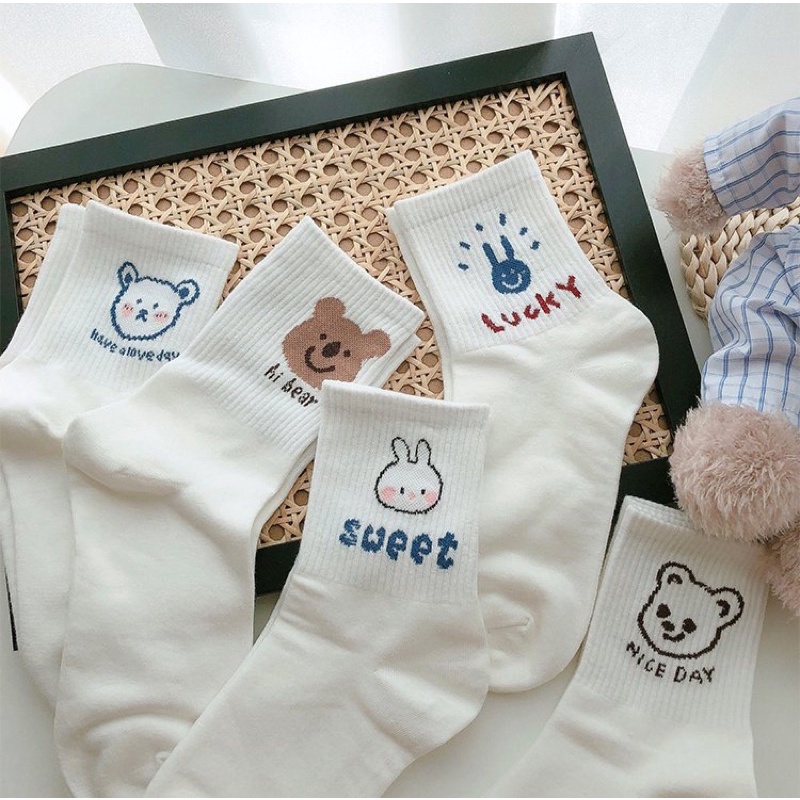 Set 5 đôi tất cute nhiều hình đi mùa đông