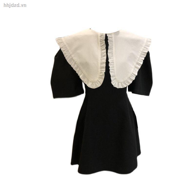 Đầm chữ A tay phồng cổ bẻ phối ren có khóa kéo thời trang mùa hè cho nữ 2021 size S-2XL